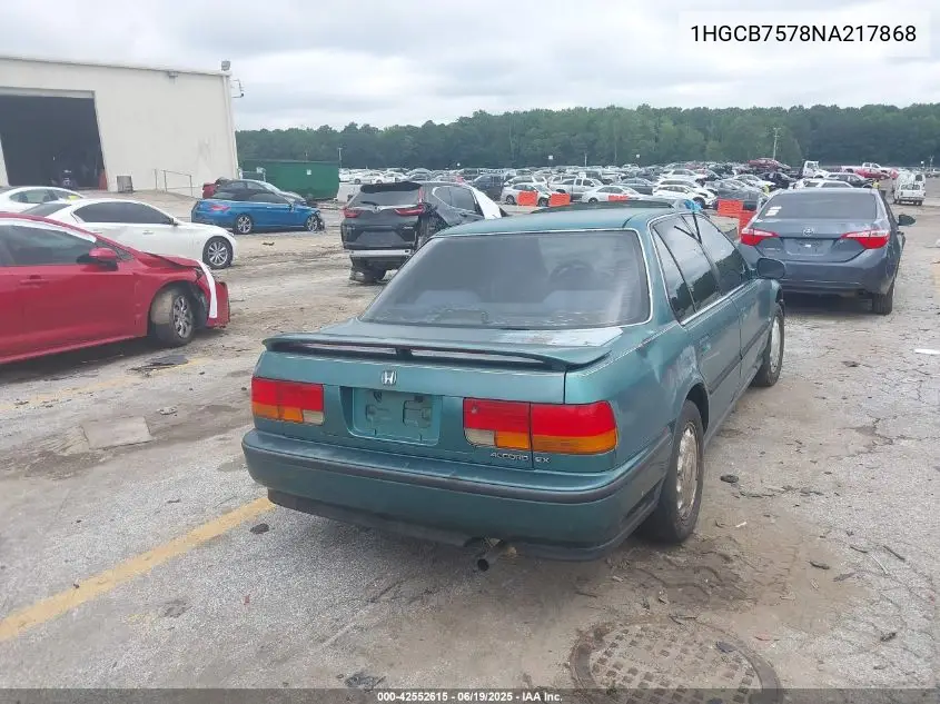 1992 Honda Accord Ex VIN: 1HGCB7578NA217868 Lot: 42552615