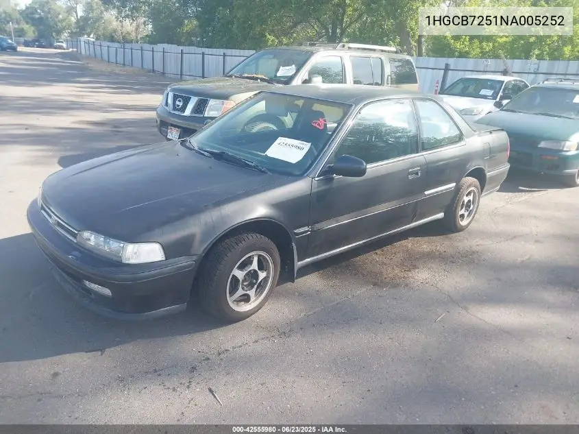 1992 Honda Accord Lx VIN: 1HGCB7251NA005252 Lot: 42555980
