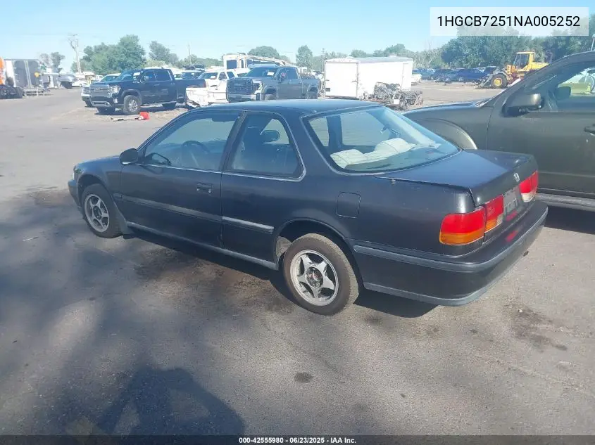 1992 Honda Accord Lx VIN: 1HGCB7251NA005252 Lot: 42555980