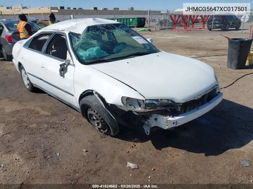 1999 Honda Accord Lx VIN: JHMCG5647XC017501 Lot: 41824662