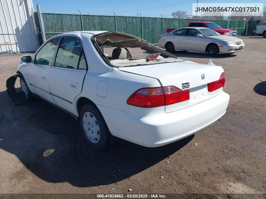 1999 Honda Accord Lx VIN: JHMCG5647XC017501 Lot: 41824662