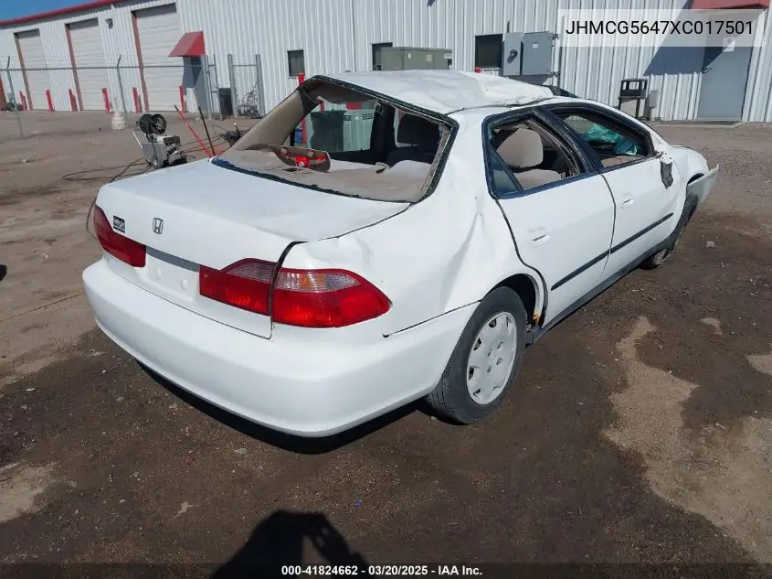 1999 Honda Accord Lx VIN: JHMCG5647XC017501 Lot: 41824662