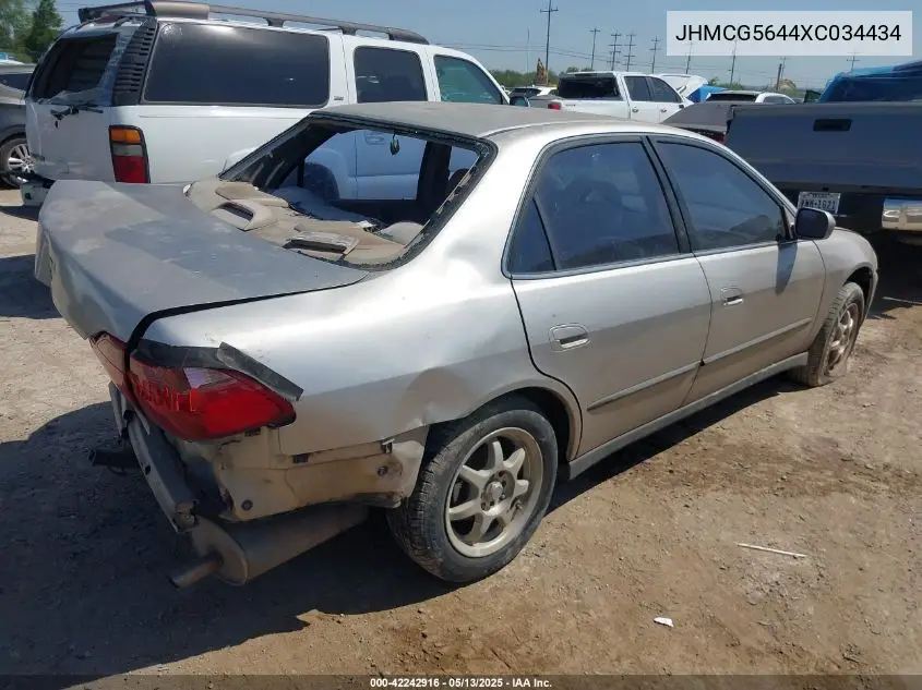 1999 Honda Accord Lx VIN: JHMCG5644XC034434 Lot: 42242916