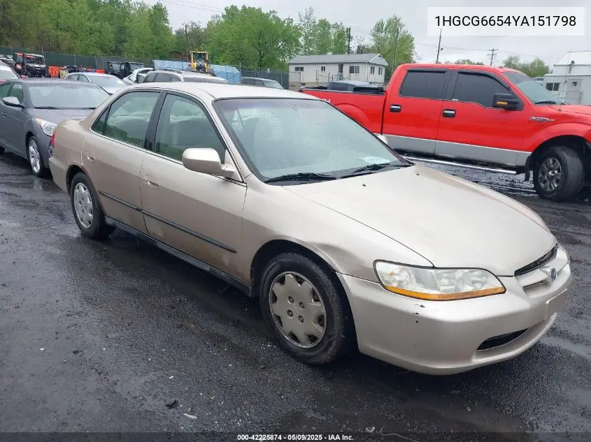 2000 Honda Accord 2.3 Lx VIN: 1HGCG6654YA151798 Lot: 42225874