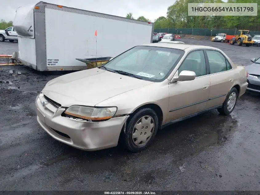 2000 Honda Accord 2.3 Lx VIN: 1HGCG6654YA151798 Lot: 42225874