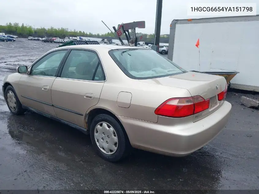 2000 Honda Accord 2.3 Lx VIN: 1HGCG6654YA151798 Lot: 42225874
