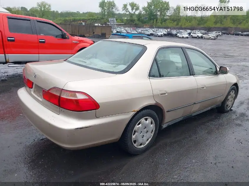 2000 Honda Accord 2.3 Lx VIN: 1HGCG6654YA151798 Lot: 42225874