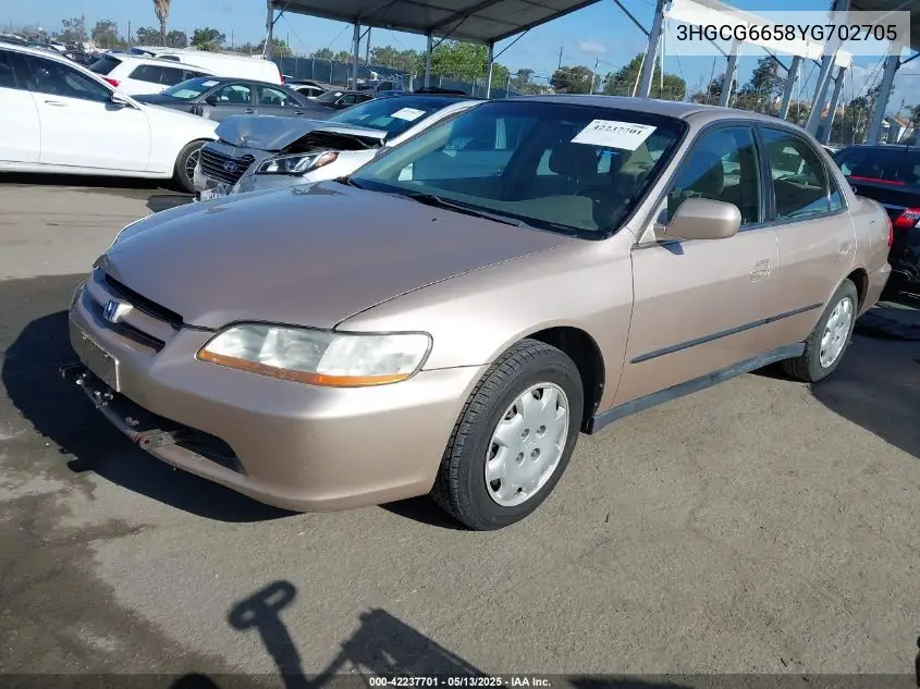 2000 Honda Accord 2.3 Lx VIN: 3HGCG6658YG702705 Lot: 42237701