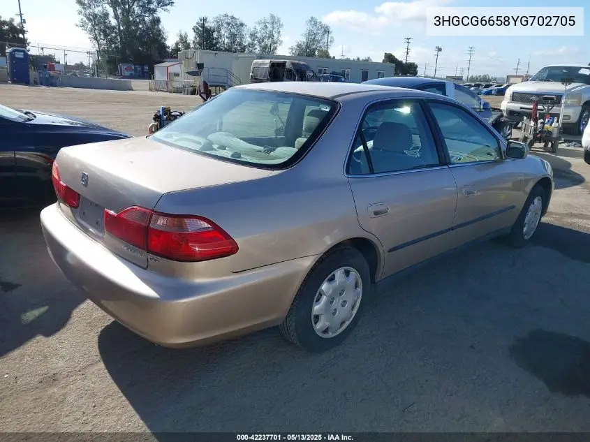 2000 Honda Accord 2.3 Lx VIN: 3HGCG6658YG702705 Lot: 42237701