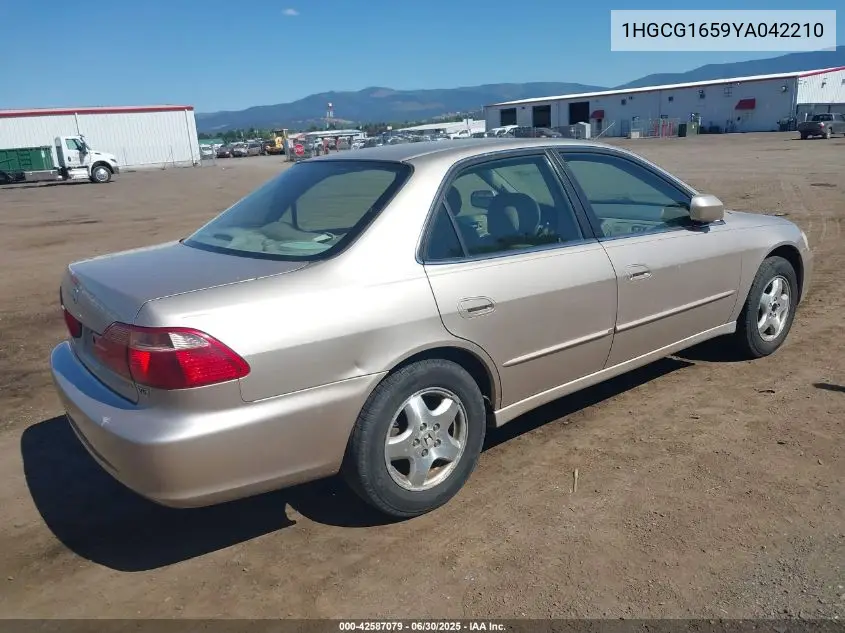 2000 Honda Accord 3.0 Ex VIN: 1HGCG1659YA042210 Lot: 42587079