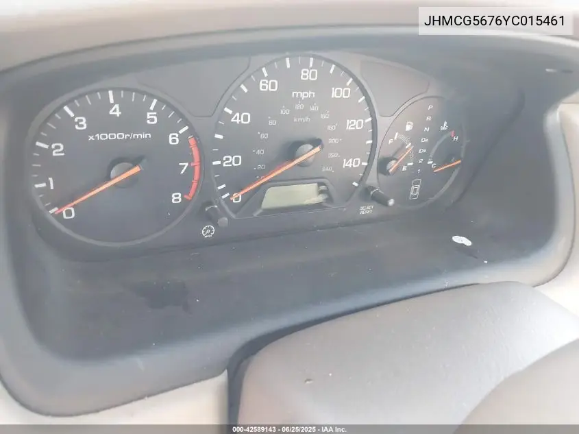 2000 Honda Accord 2.3 Se VIN: JHMCG5676YC015461 Lot: 42589143