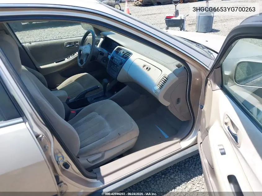 2000 Honda Accord 2.3 Lx VIN: 3HGCG6653YG700263 Lot: 42595253