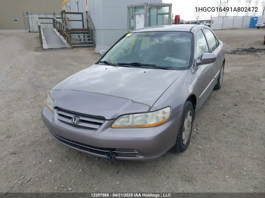 2001 Honda Accord Lx VIN: 1HGCG16491A802472 Lot: 12297568