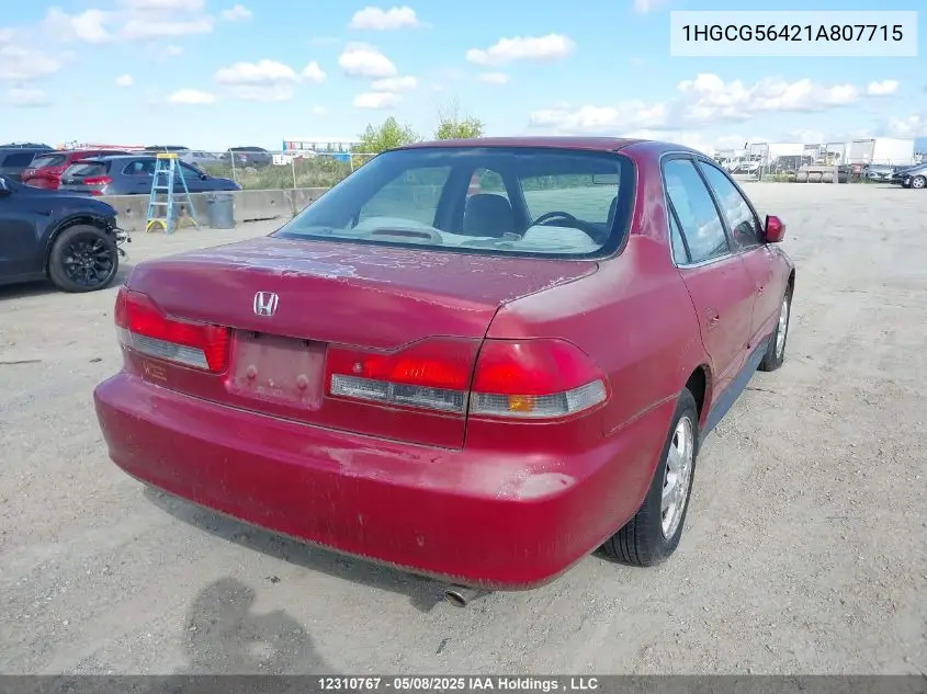 2001 Honda Accord Lx VIN: 1HGCG56421A807715 Lot: 12310767