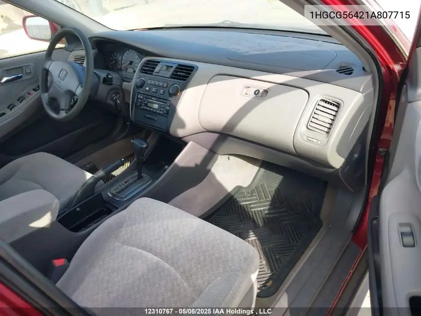 2001 Honda Accord Lx VIN: 1HGCG56421A807715 Lot: 12310767
