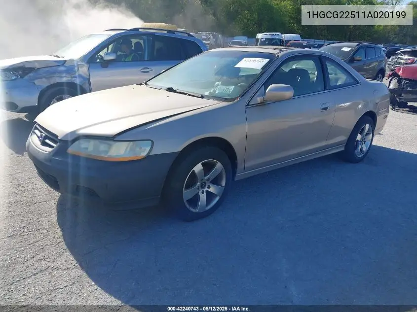 2001 Honda Accord 3.0 Ex VIN: 1HGCG22511A020199 Lot: 42240743