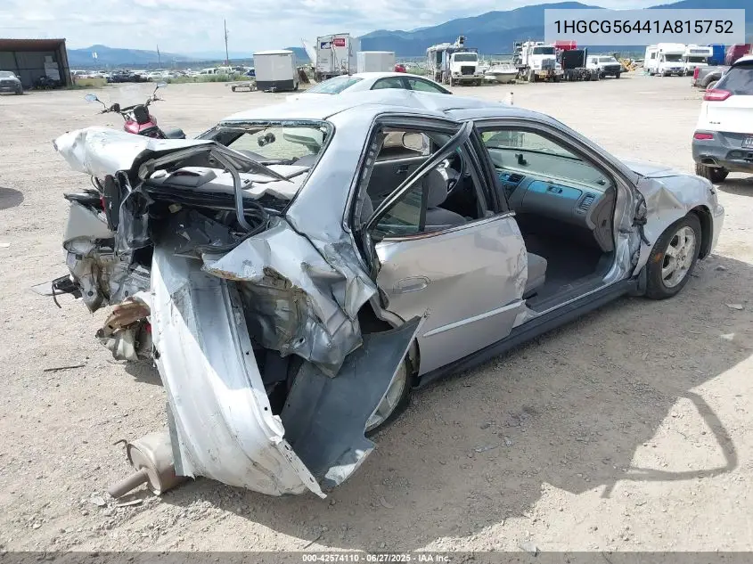 2001 Honda Accord 2.3 Lx VIN: 1HGCG56441A815752 Lot: 42574110