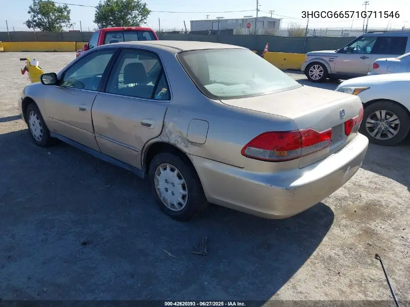 2001 Honda Accord 2.3 Lx VIN: 3HGCG66571G711546 Lot: 42620393