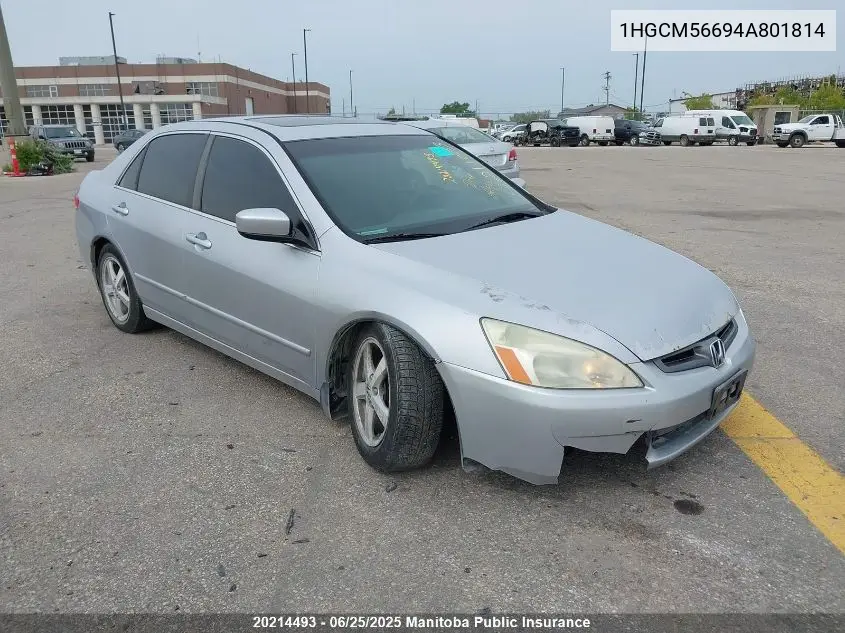 2004 Honda Accord Ex-L VIN: 1HGCM56694A801814 Lot: 20214493