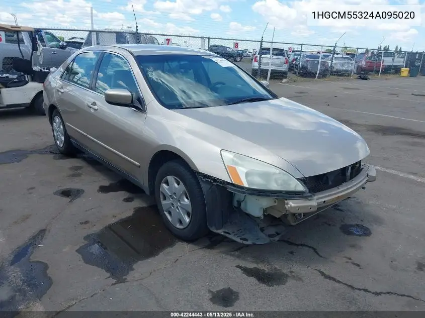 2004 Honda Accord 2.4 Lx VIN: 1HGCM55324A095020 Lot: 42244443