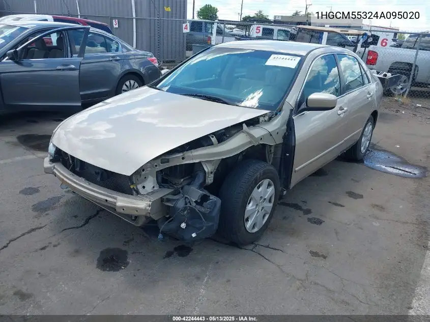 2004 Honda Accord 2.4 Lx VIN: 1HGCM55324A095020 Lot: 42244443