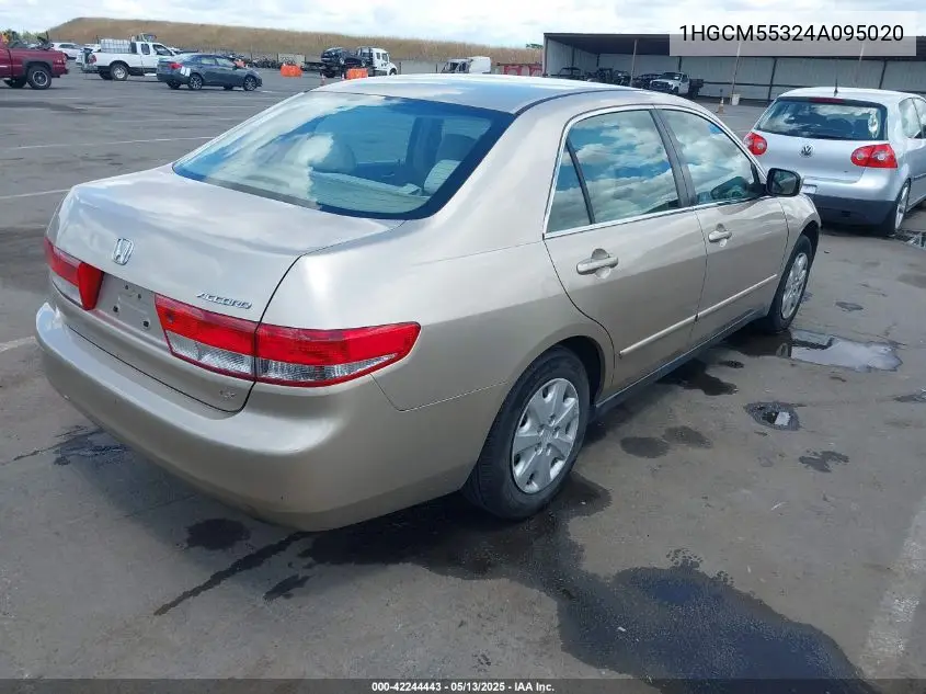 2004 Honda Accord 2.4 Lx VIN: 1HGCM55324A095020 Lot: 42244443
