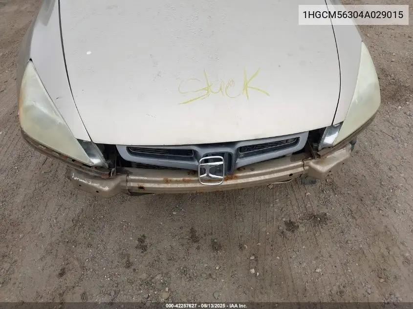 2004 Honda Accord 2.4 Lx VIN: 1HGCM56304A029015 Lot: 42257627