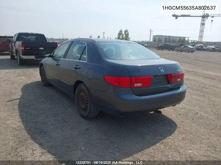 2005 Honda Accord Ex VIN: 1HGCM55635A802637 Lot: 12335781