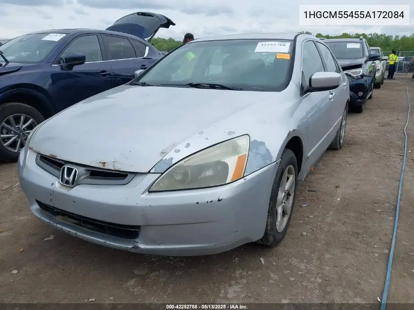 2005 Honda Accord 2.4 Lx VIN: 1HGCM55455A172084 Lot: 42252788