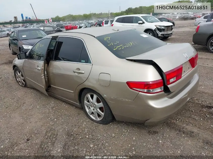 2005 Honda Accord 3.0 Ex VIN: 1HGCM66525A018851 Lot: 42261030
