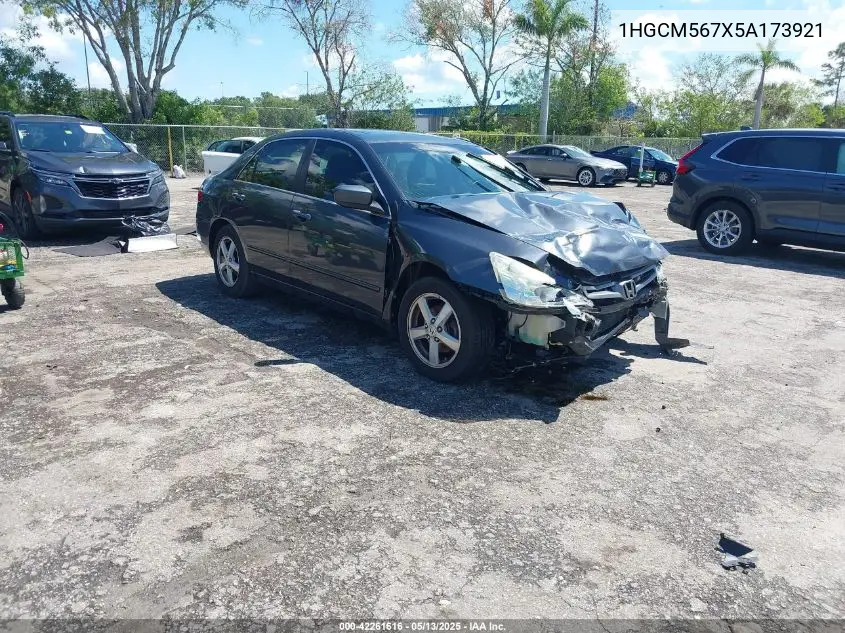 2005 Honda Accord 2.4 Ex VIN: 1HGCM567X5A173921 Lot: 42261616
