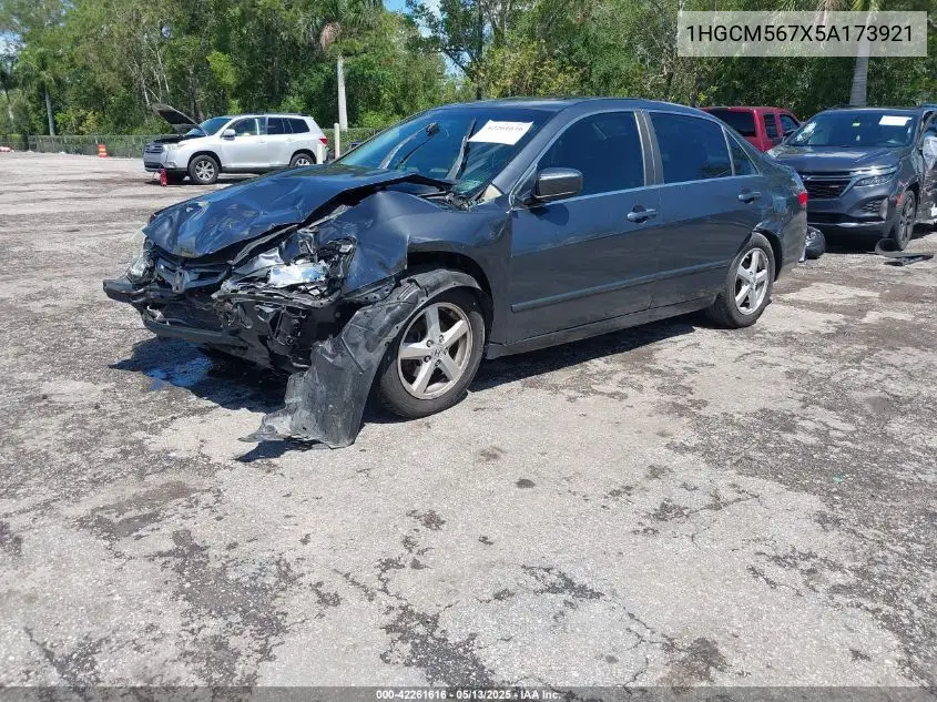 2005 Honda Accord 2.4 Ex VIN: 1HGCM567X5A173921 Lot: 42261616