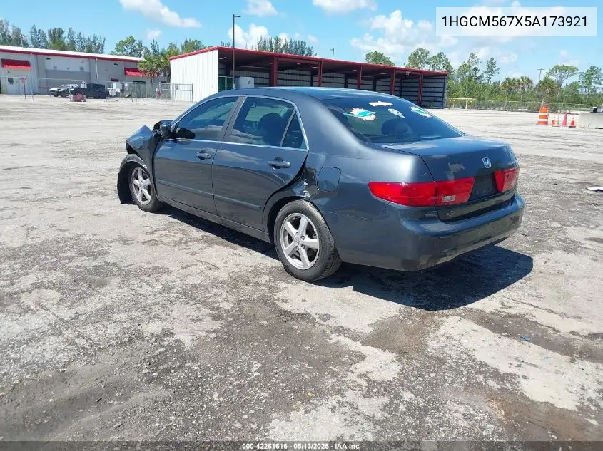 2005 Honda Accord 2.4 Ex VIN: 1HGCM567X5A173921 Lot: 42261616