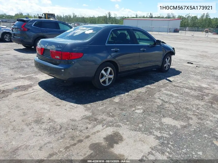 2005 Honda Accord 2.4 Ex VIN: 1HGCM567X5A173921 Lot: 42261616