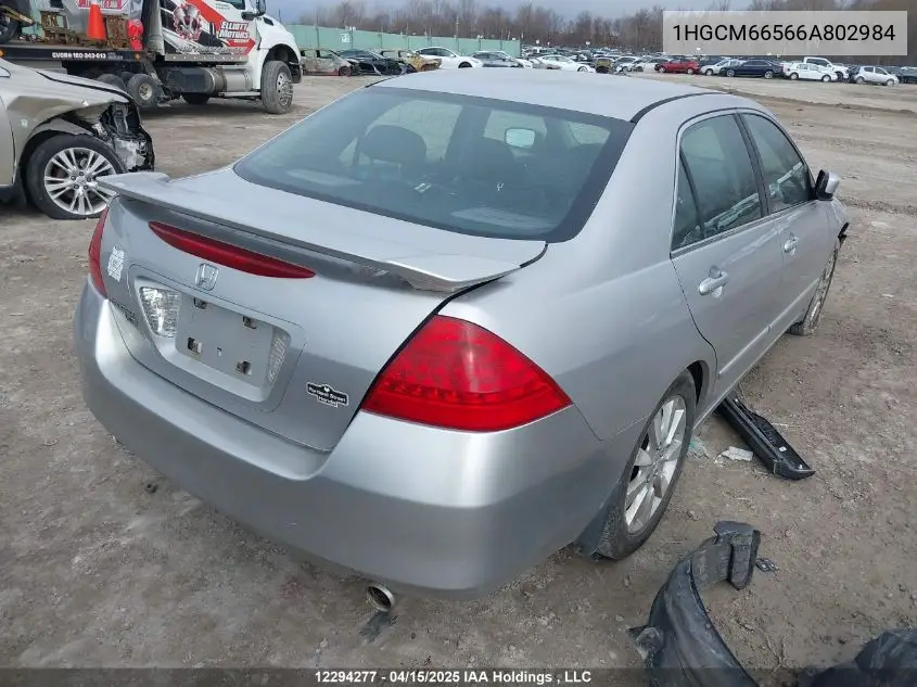 2006 Honda Accord VIN: 1HGCM66566A802984 Lot: 12294277