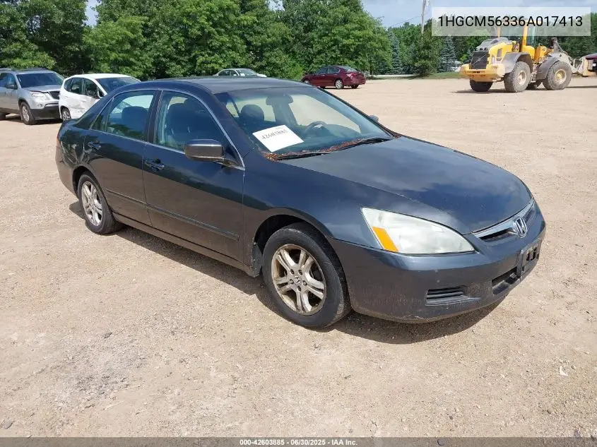 2006 Honda Accord 2.4 Se VIN: 1HGCM56336A017413 Lot: 42603885