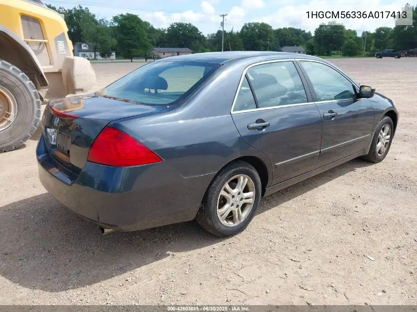2006 Honda Accord 2.4 Se VIN: 1HGCM56336A017413 Lot: 42603885