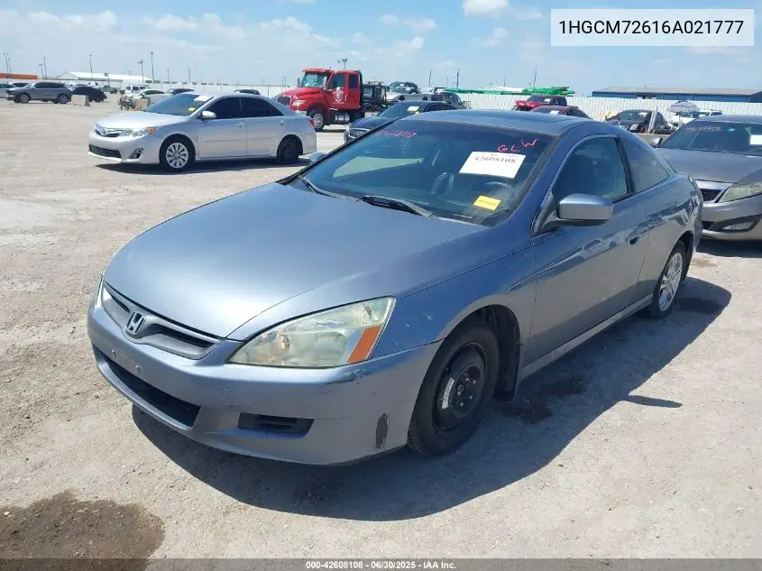 2006 Honda Accord 2.4 Ex VIN: 1HGCM72616A021777 Lot: 42608108