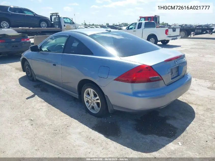 2006 Honda Accord 2.4 Ex VIN: 1HGCM72616A021777 Lot: 42608108
