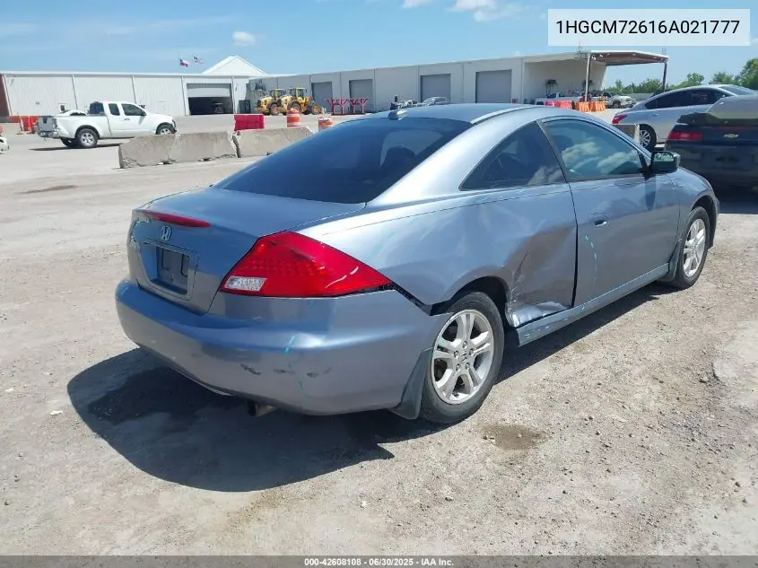2006 Honda Accord 2.4 Ex VIN: 1HGCM72616A021777 Lot: 42608108