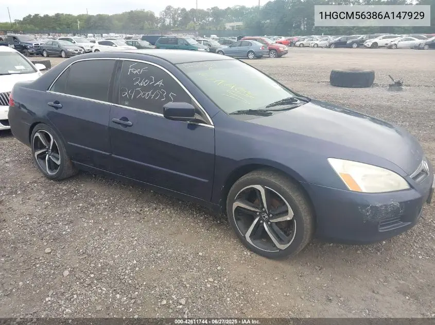 2006 Honda Accord 2.4 Se VIN: 1HGCM56386A147929 Lot: 42611744