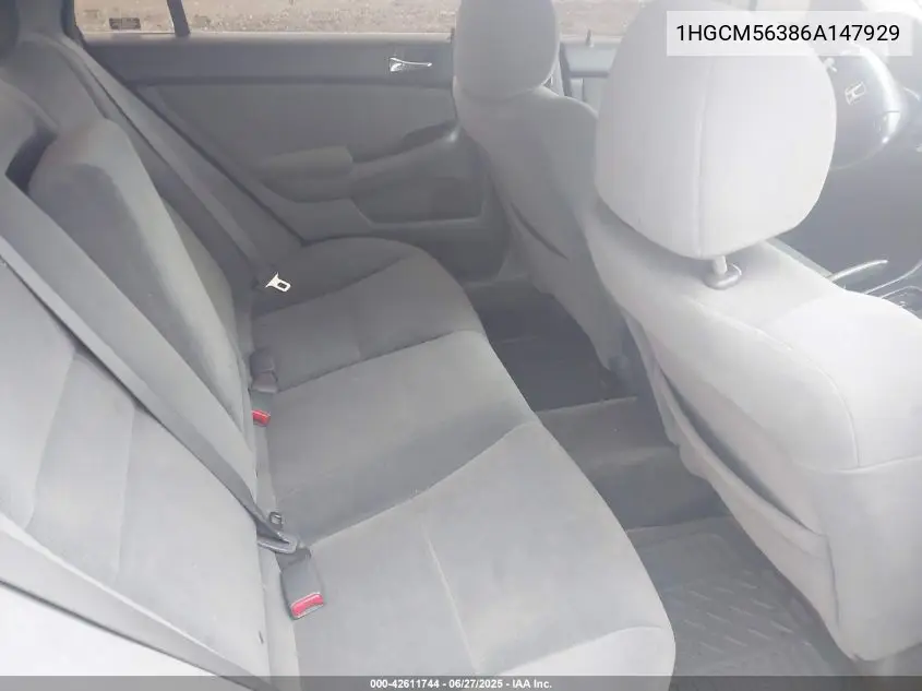 2006 Honda Accord 2.4 Se VIN: 1HGCM56386A147929 Lot: 42611744