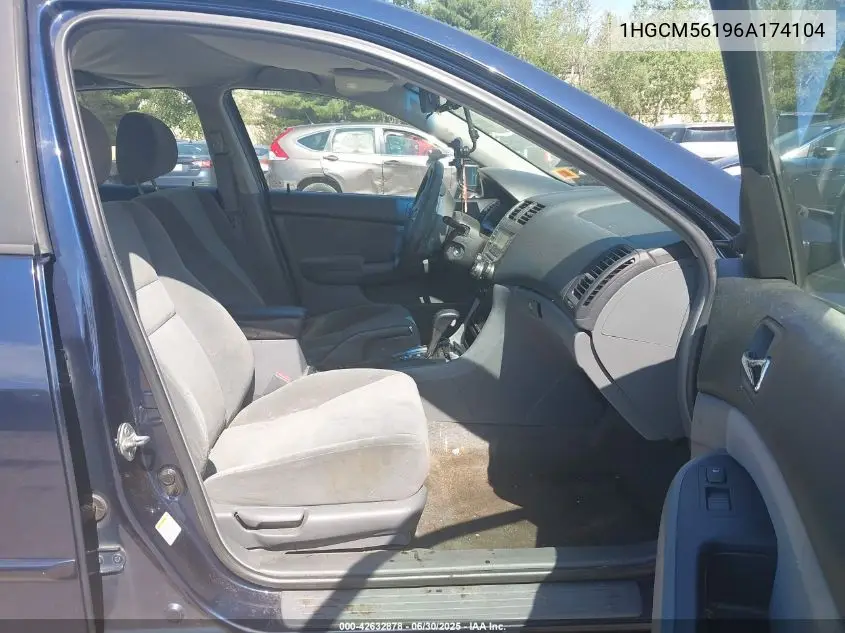 2006 Honda Accord 2.4 Vp VIN: 1HGCM56196A174104 Lot: 42632878