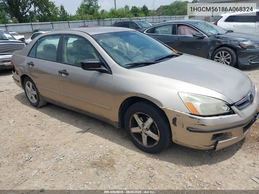 2006 Honda Accord 2.4 Vp VIN: 1HGCM56186A068324 Lot: 42636845