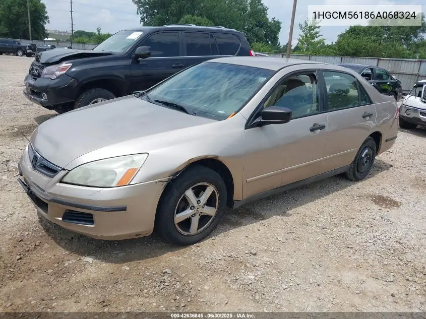 2006 Honda Accord 2.4 Vp VIN: 1HGCM56186A068324 Lot: 42636845