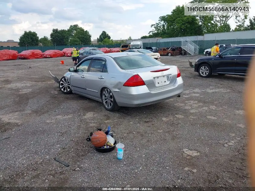 2006 Honda Accord 2.4 Ex VIN: 1HGCM56866A140943 Lot: 42643960