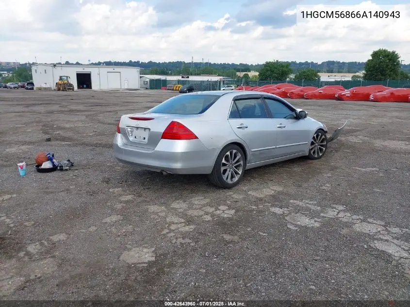 2006 Honda Accord 2.4 Ex VIN: 1HGCM56866A140943 Lot: 42643960
