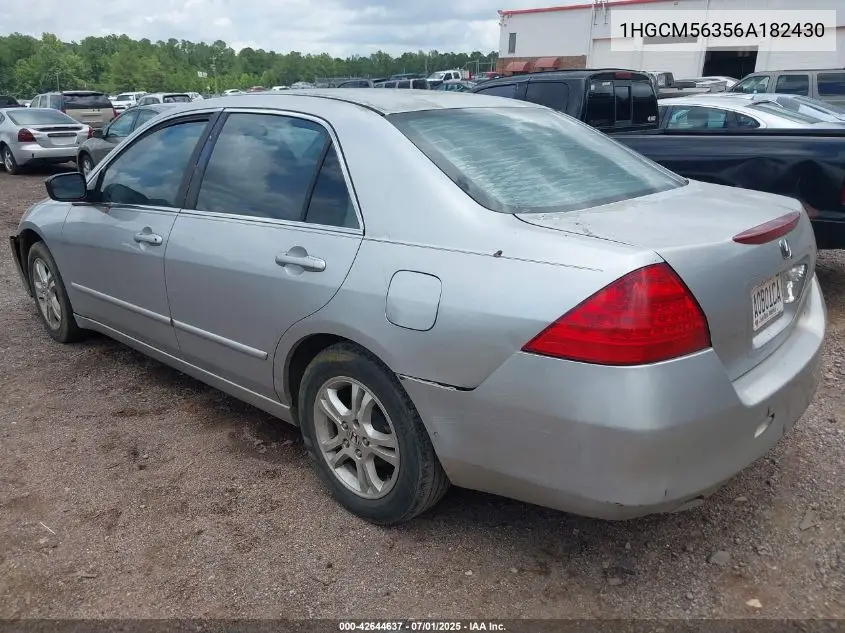 2006 Honda Accord 2.4 Se VIN: 1HGCM56356A182430 Lot: 42644637