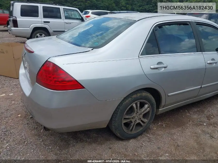 2006 Honda Accord 2.4 Se VIN: 1HGCM56356A182430 Lot: 42644637