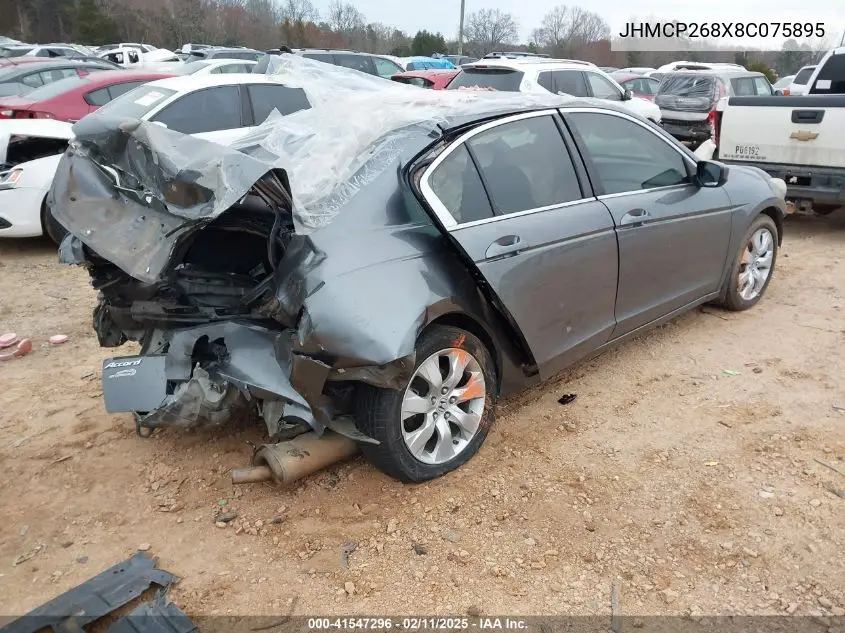2008 Honda Accord 2.4 Ex-L VIN: JHMCP268X8C075895 Lot: 41547296